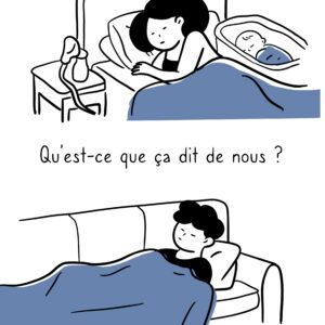 Illustration de Sophie Koubbi sur l'intimité d'un couple en post-partum quand la femme est allaitante et bébé en cododo