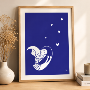 Illustration d'un coeur avec une maman et un bébé