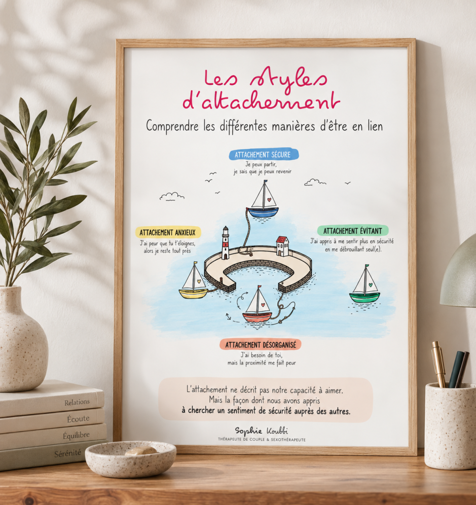 Affiche psychoéducative sur les styles d'attachement